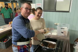 Damien Cassin and Molly Lancashire enjoyed the barbecue at Mt Mee Community Hall.