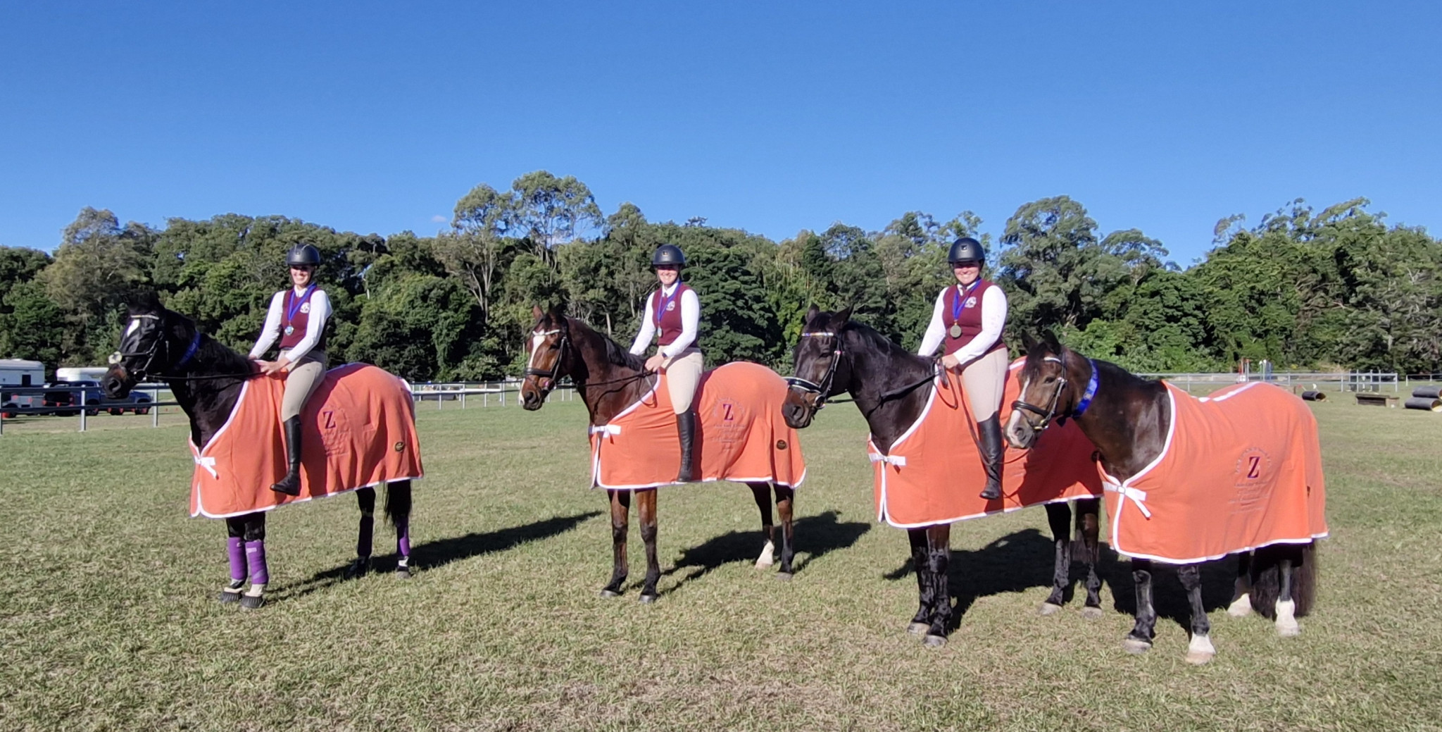 Maddy Herd, Taylah Smith and Amber Rooke won Championship Rugs at the East Moreton Trials.