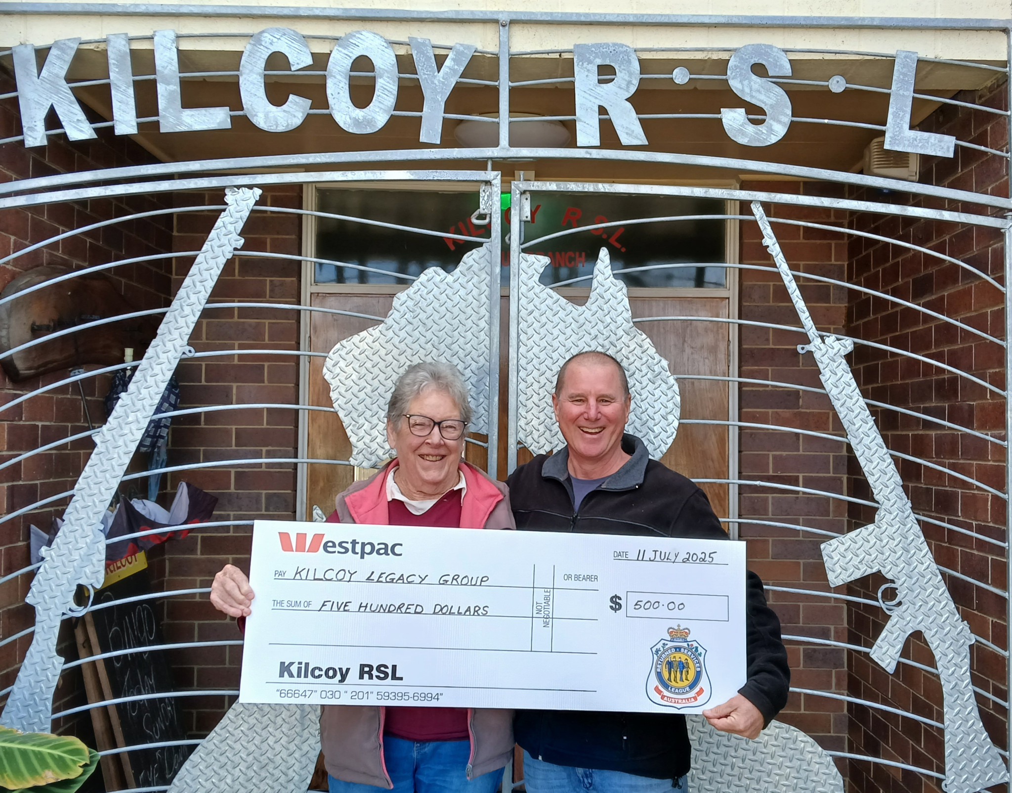 Kilcoy RSL Treasurer, Dutchy Vandeklashorst, and Kilcoy Legacy Group representative, May Wallace.