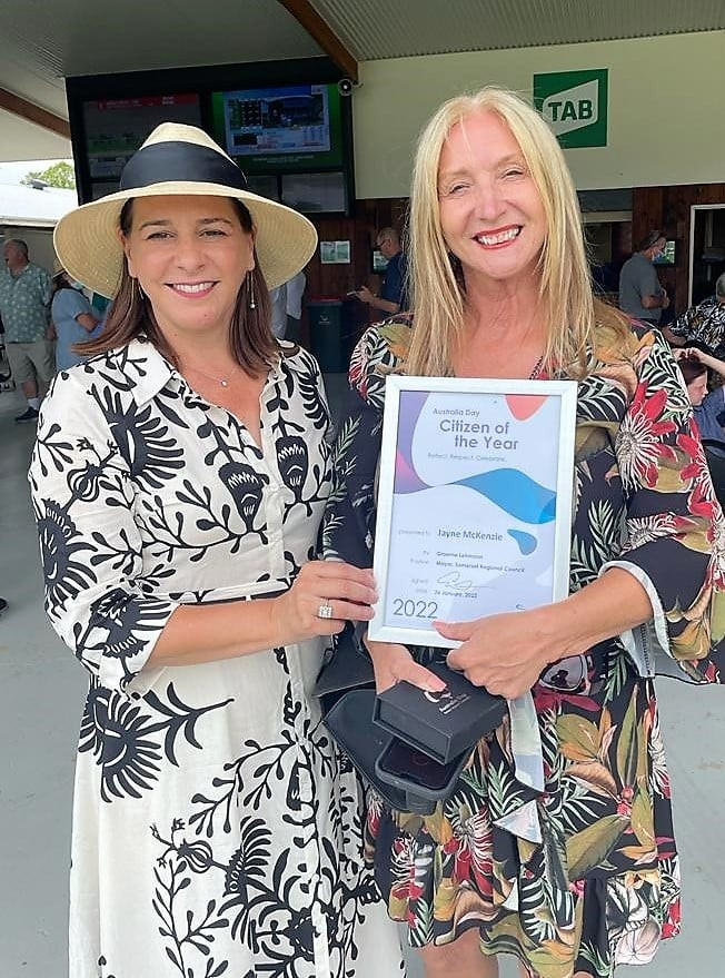 Jayne winning citizen of the year with Deb Frecklington MP