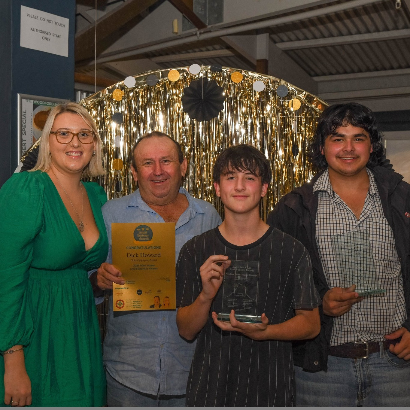 Silver Business winner for Moreton Bay: Woodford Home Timber & Hardware, along with Gold Employee winner Dick Howard