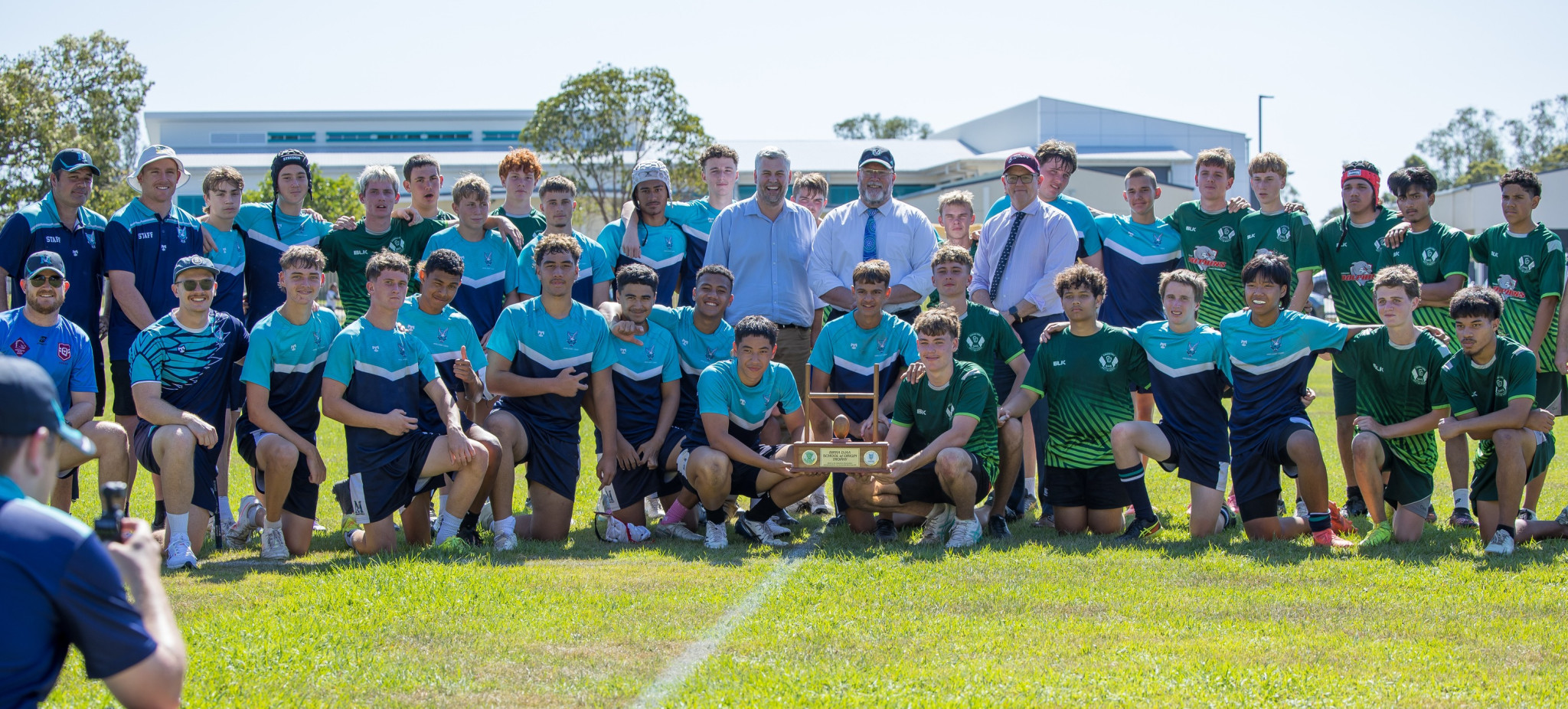 Mark Ryan MP, Principal Peter Kenn, Principal Doug Watson and the Caboolture and Morayfield SHS boys.