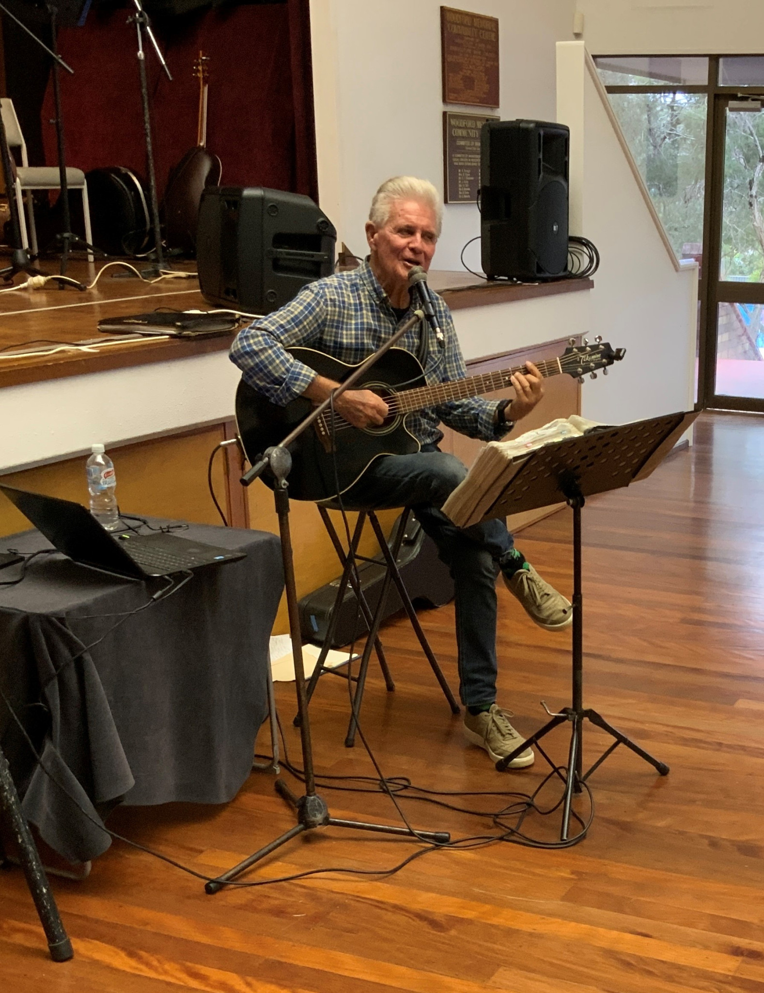 Bruce McDade was among the entertainers at the Woodford Memorial Hall last Wednesday.