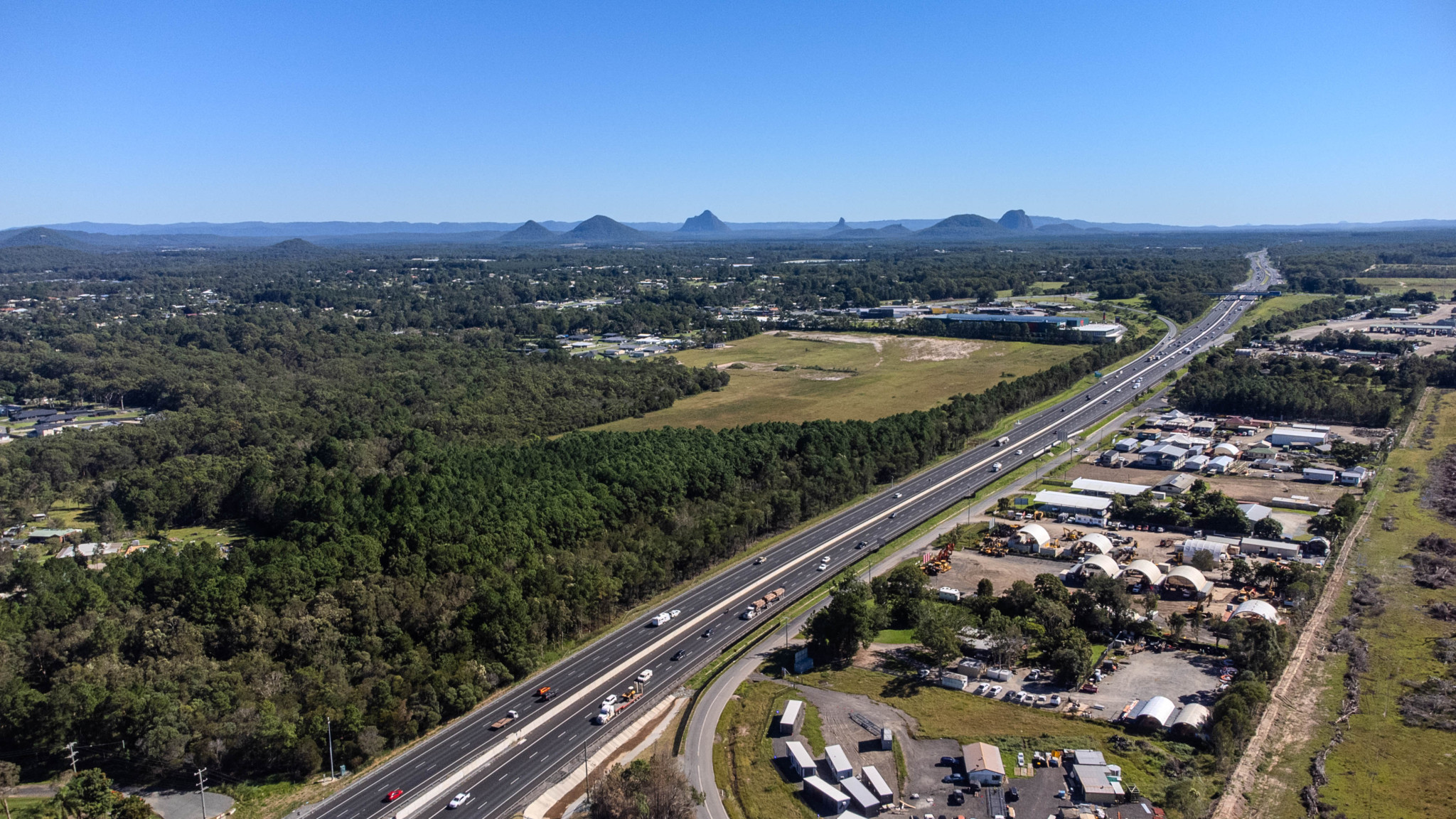 An aerial view of the expanded Bruce Highway.