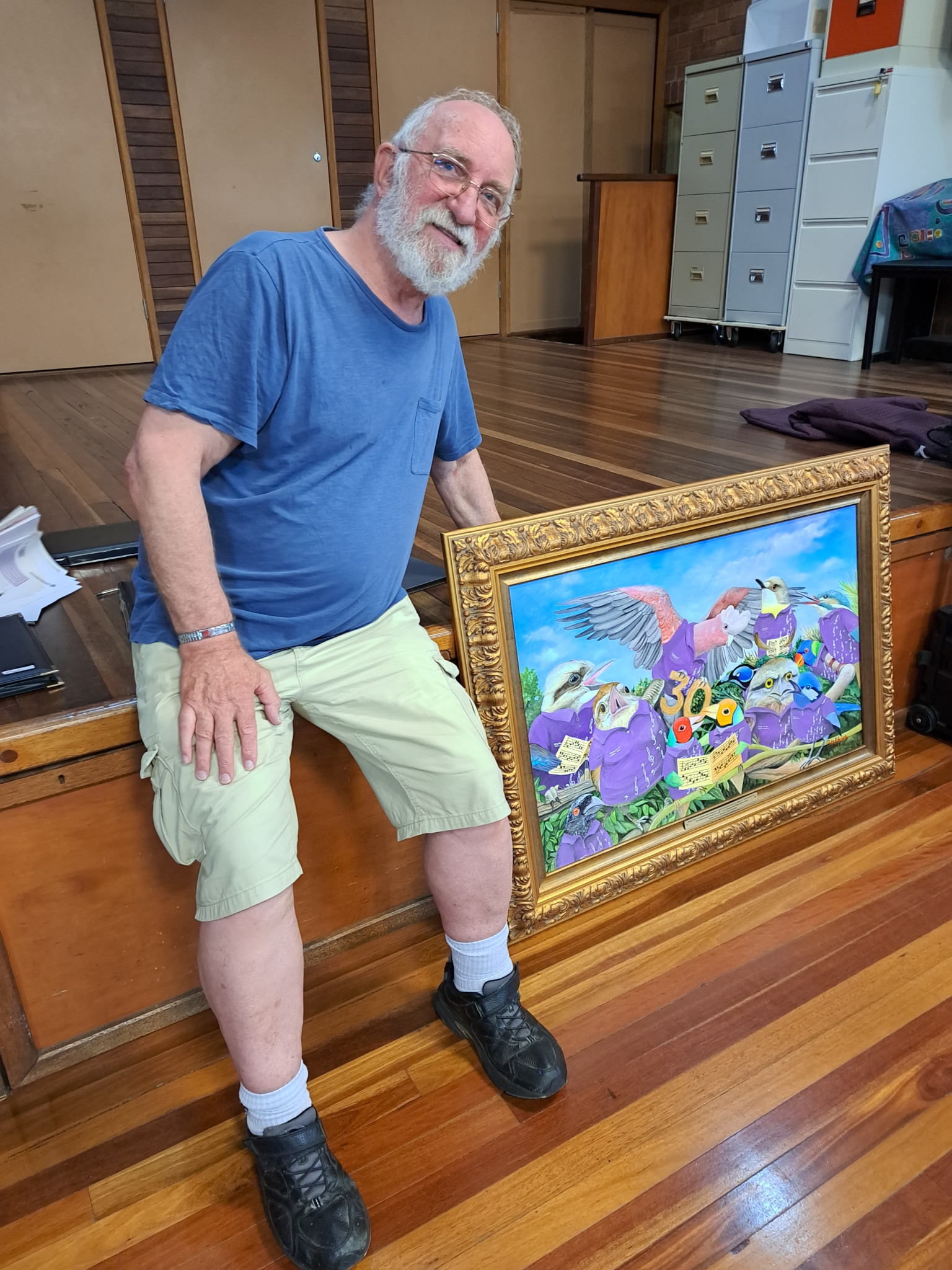 Chris Edwards with his work.