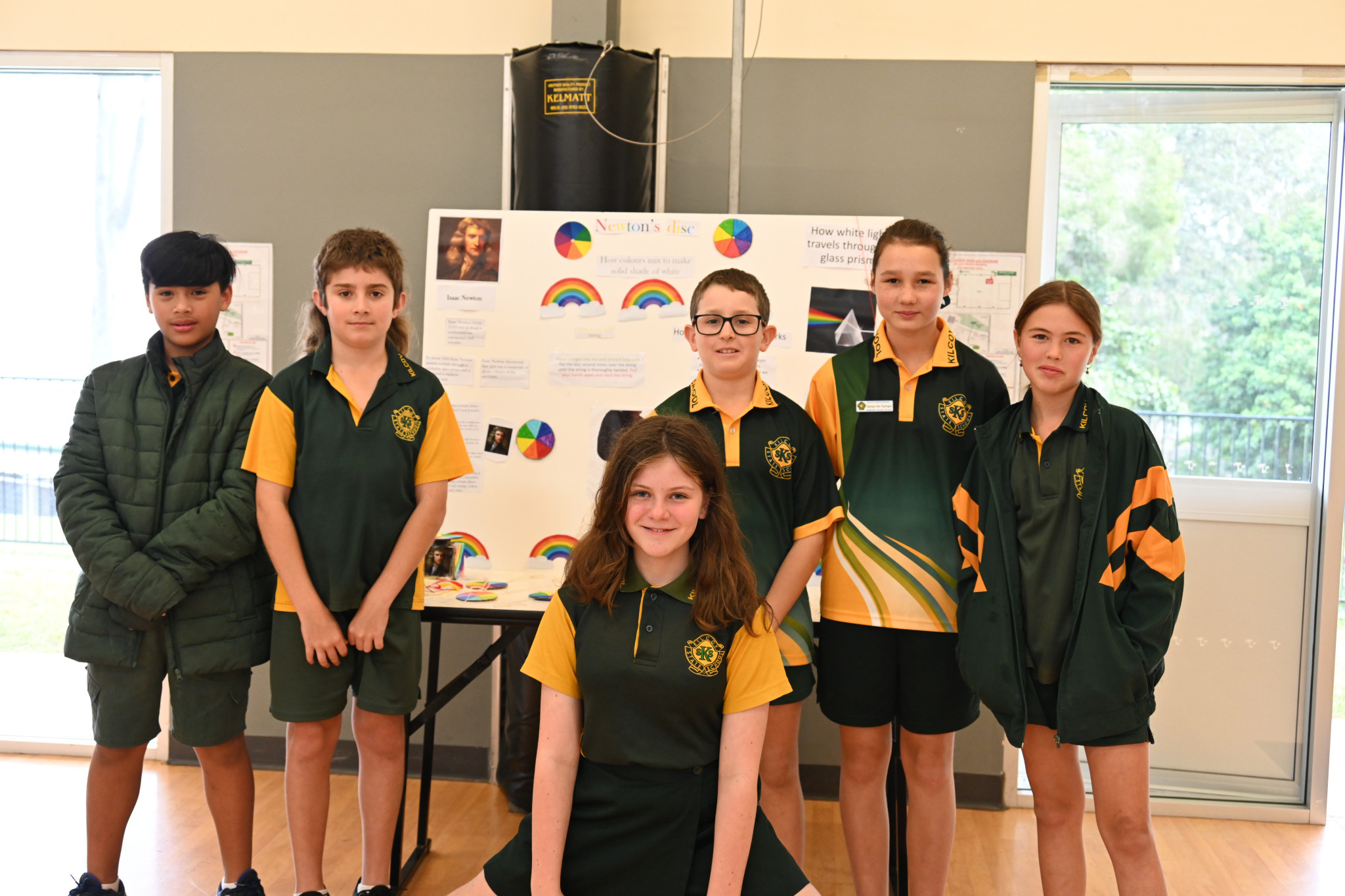 Year 6 students with their Newton’s Disc project.