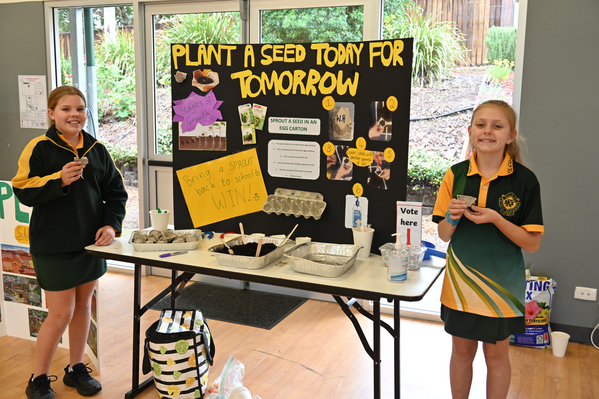 Plant growing project with Faith and Ava.