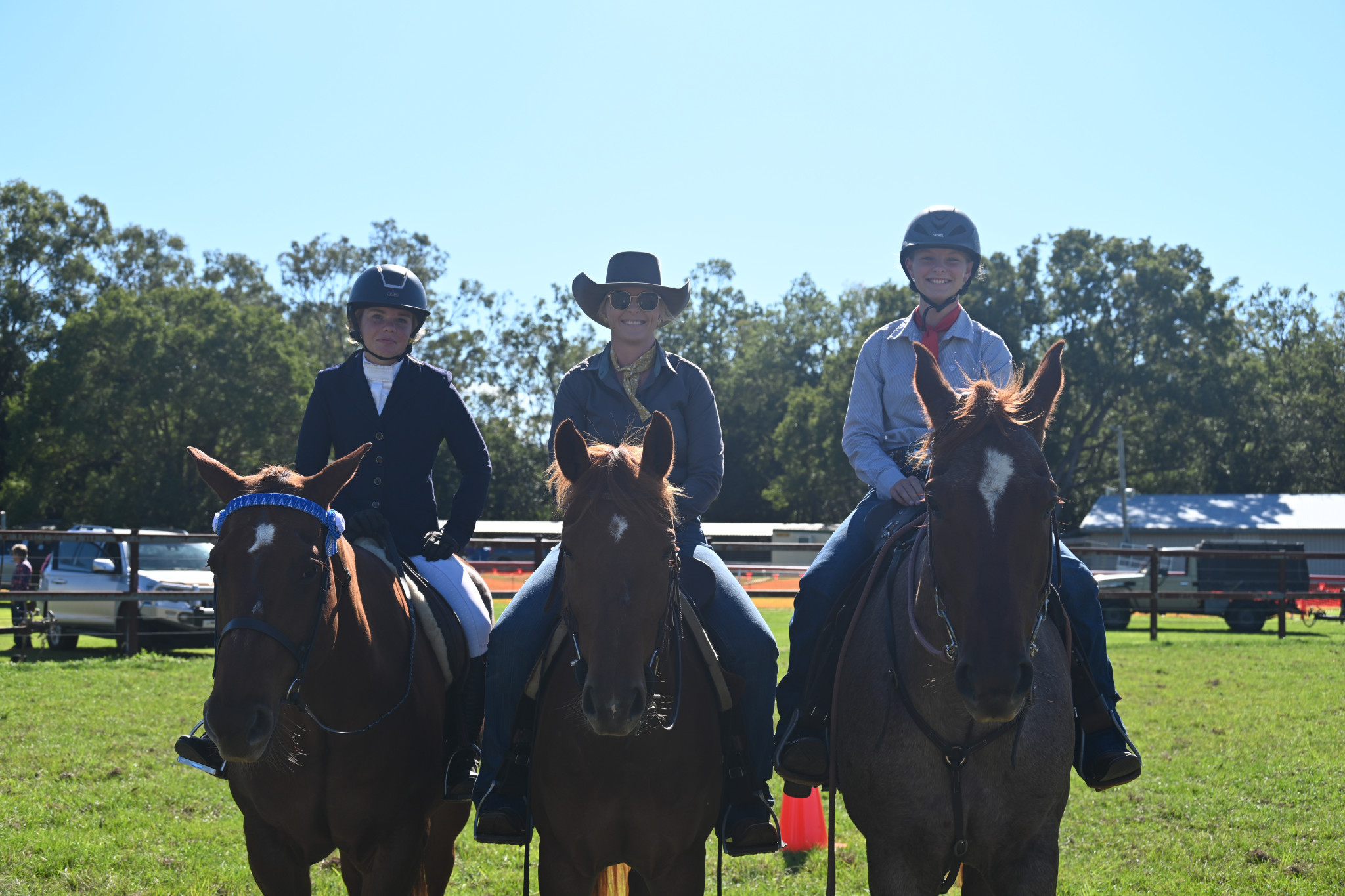 Kayla on Benji, Sarah on Junior and Meika on Rogue. Photo: Fynn Cattley