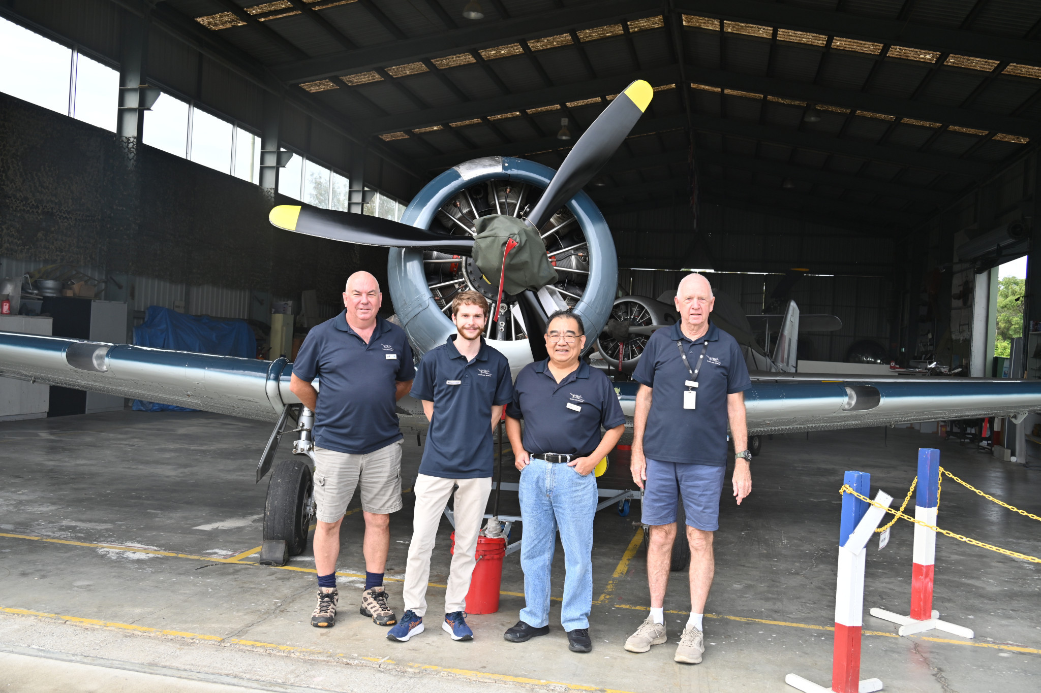 Caboolture Warplane Museum’s volunteers: Jeff, Peter, Tom and Phil.