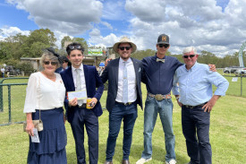 L-R: Fashions on the field judge Kay, best-dressed gent Ryan Wallen, second place Peter Chant, third place Matthew Berkeley and judge Peter.
