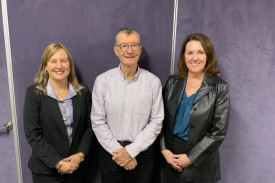 Lowood State High School principals Stacey Beu (2018-23), Peter Whitelaw (1983-84) and Anne McLauchlan (2013-17).