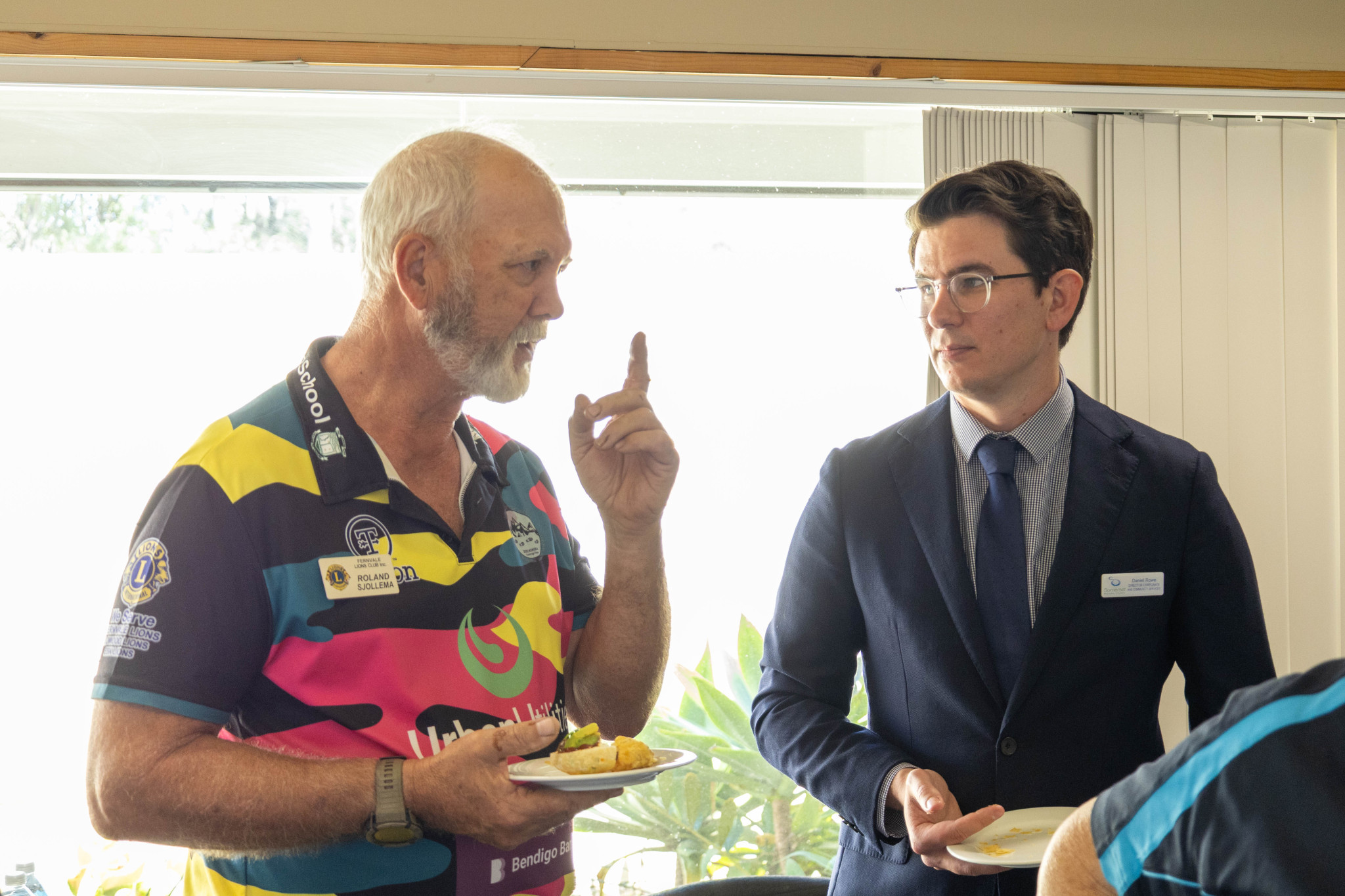 Roland Sjollema from Fernvale Lions Club with SRC Director Corporate Community Services Daniel Rowe.