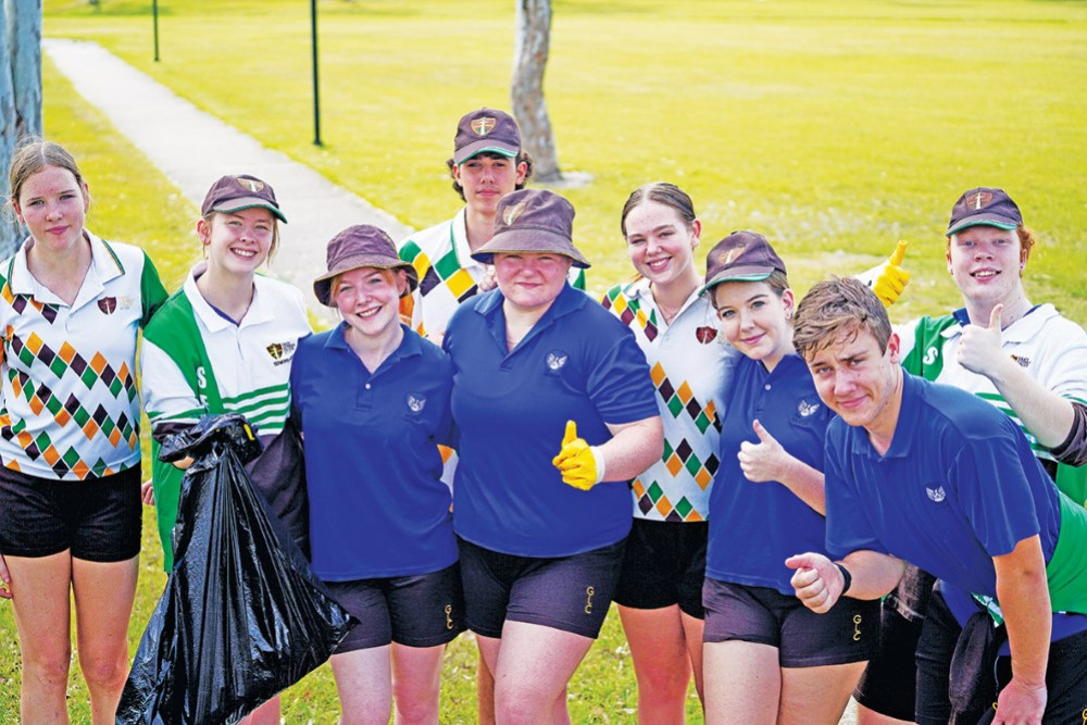 Students said the clean-up was a great way to bring the school together for a purpose, to clean up the community one piece of rubbish at a time. Photo courtesy of the Grace Lutheran College Student Film Crew.