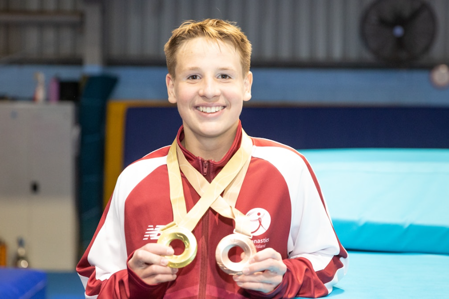 Tyga Stimson after winning gold and bronze at the 2023 Australian Gymnastics Championship.