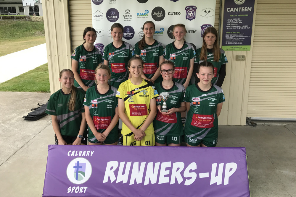 Lowood State High School’s U16 girls futsal team placed second at the Calvary Cup competition.