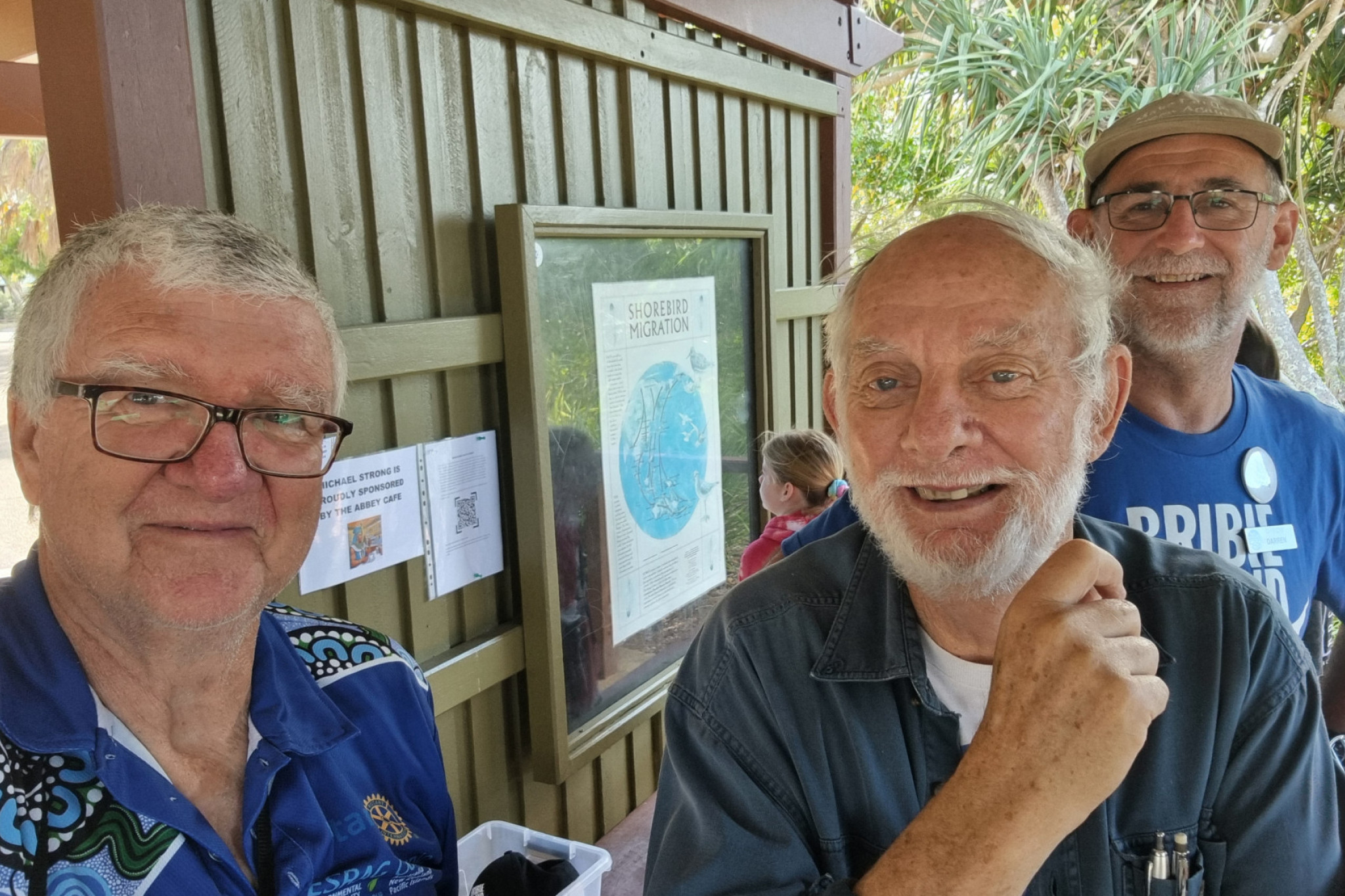 Colin Scobie (ESRAG), Michael Strong (Queensland Wader Study Group), and Darren Dew (BIEPA/ BINF). Photo supplied.