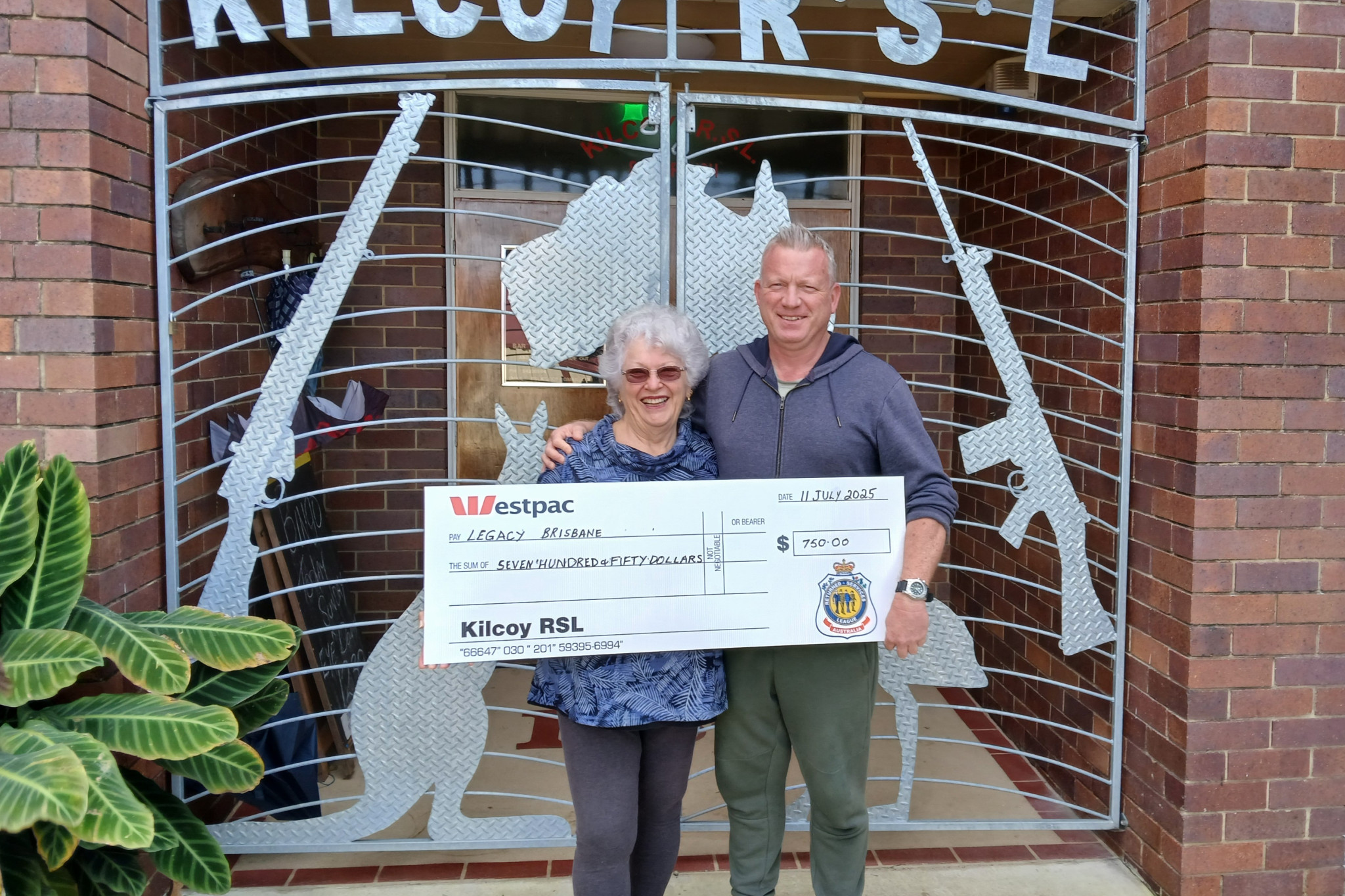 Kilcoy RSL Vice President, Jock Ruthven, and QLD Legacy representative, Kerry Morrow.