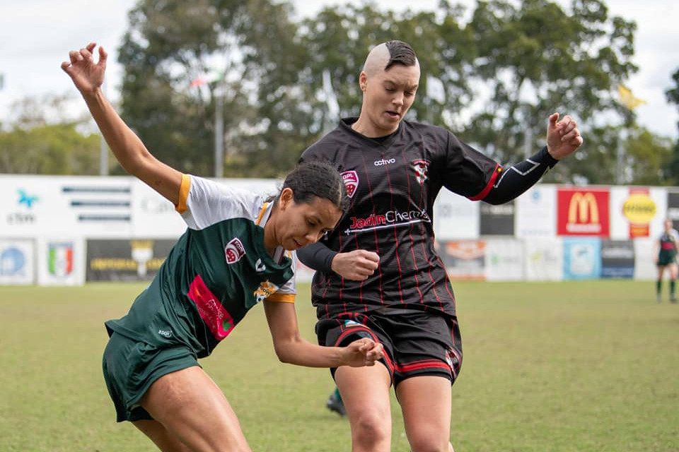 Caboolture’s Sam Koessler (right) played a key role for the Caboolture U23 women’s soccer team during its premiership campaign last year. Caboolture’s two senior women’s soccer teams have gained a promotion for the 2023 season. Photo credit: atnc photography.