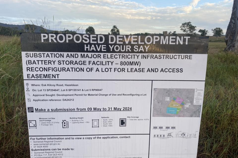Sign put up to inform residents of proposal.