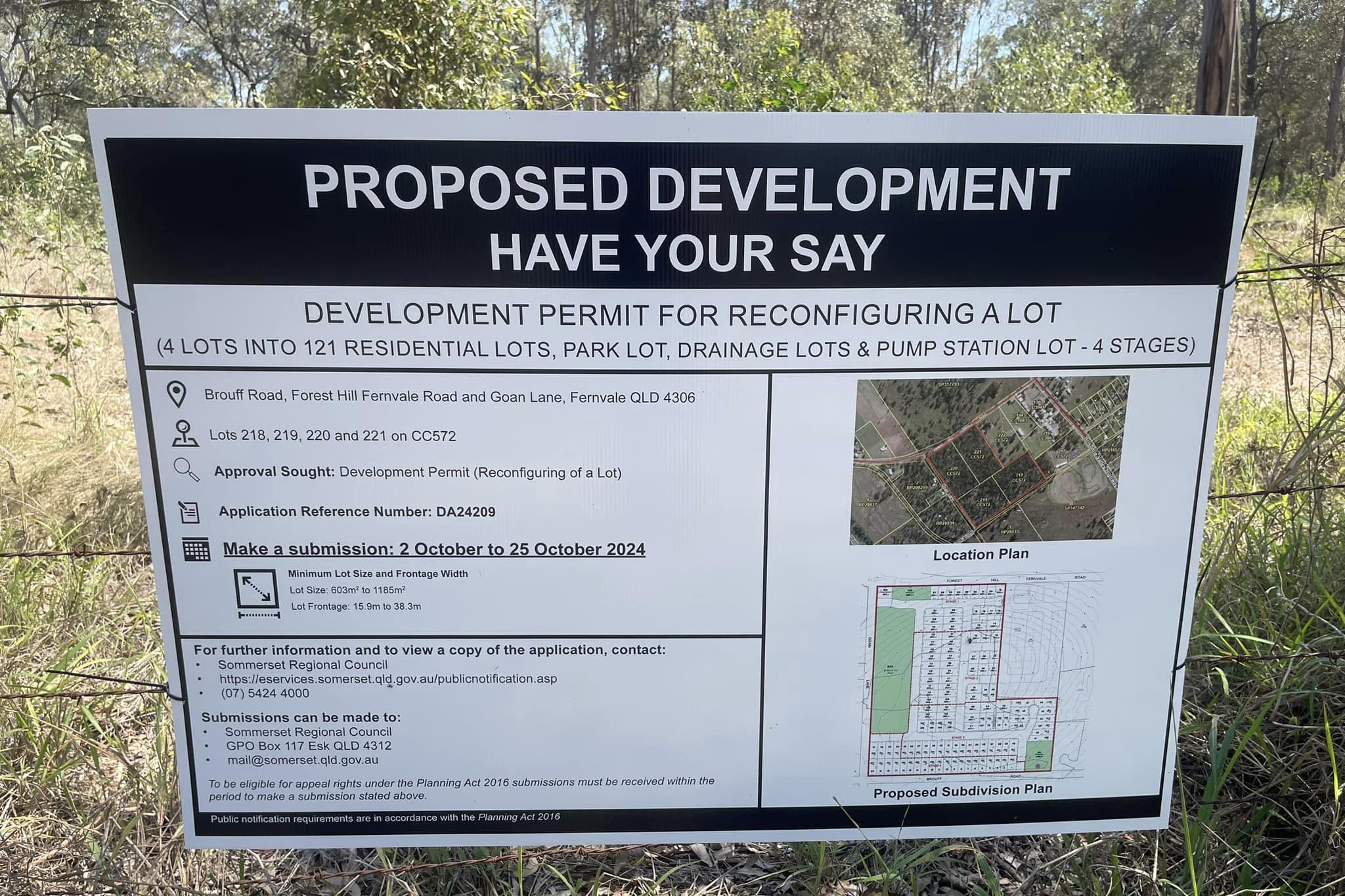 Development sign at former proposed site in Fernvale.