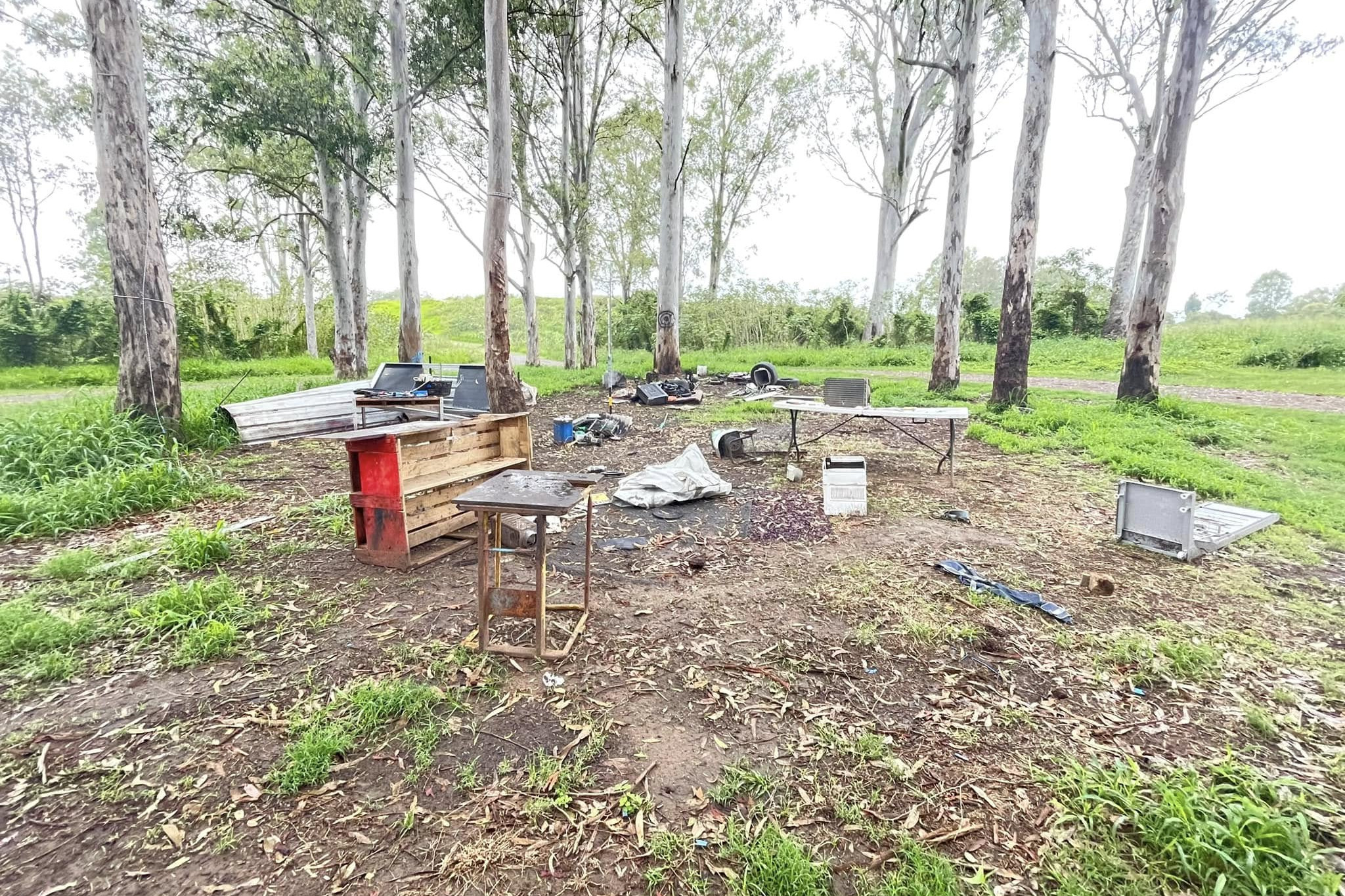 Illegal camp left behind at Twin Bridges. Photo: Facebook/ Twin Birdges Reserve.