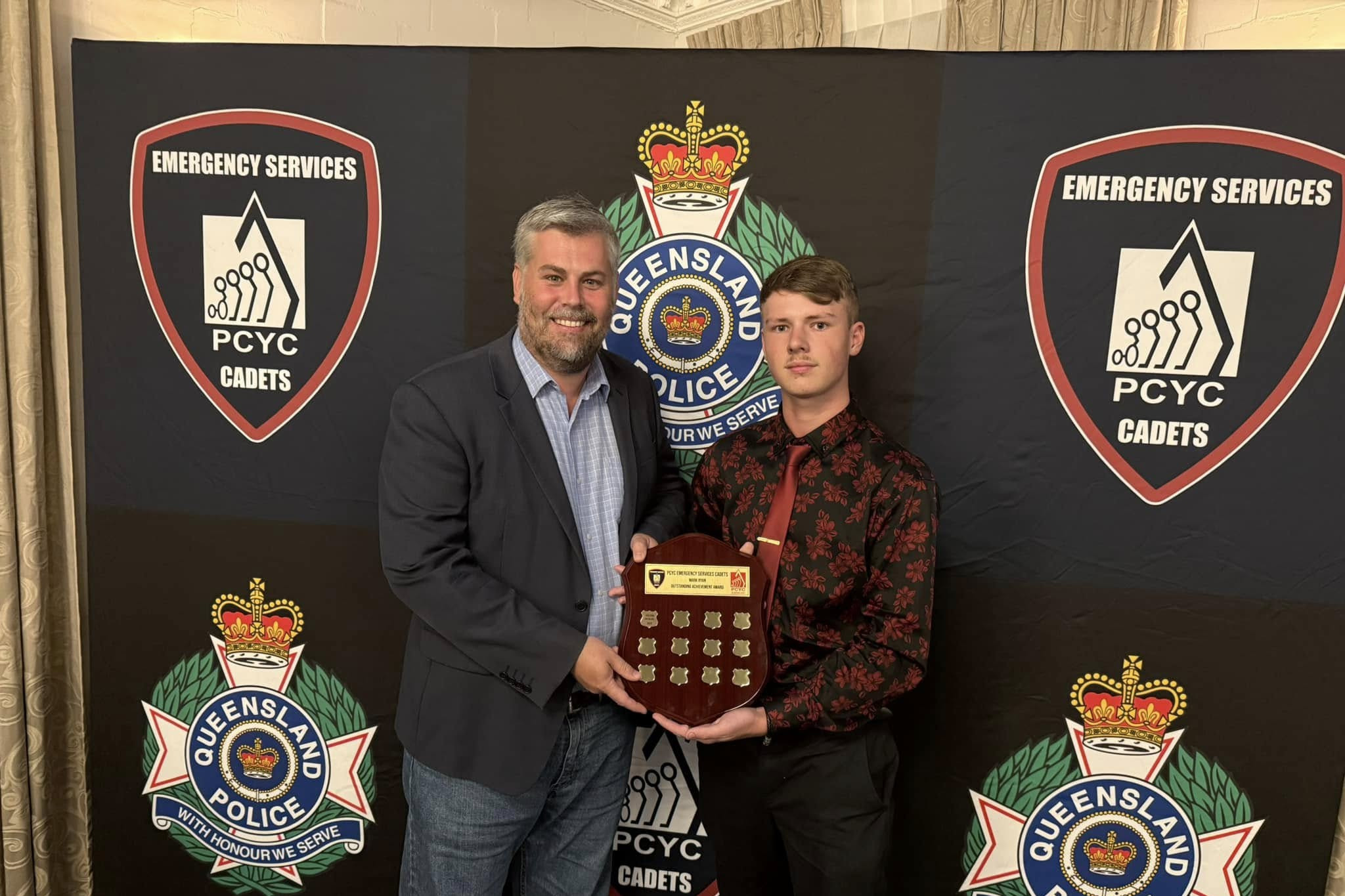 Mark Ryan MP presenting PCYC’s inaugural Mark Ryan Outstanding Achievement Award to Jack Daw