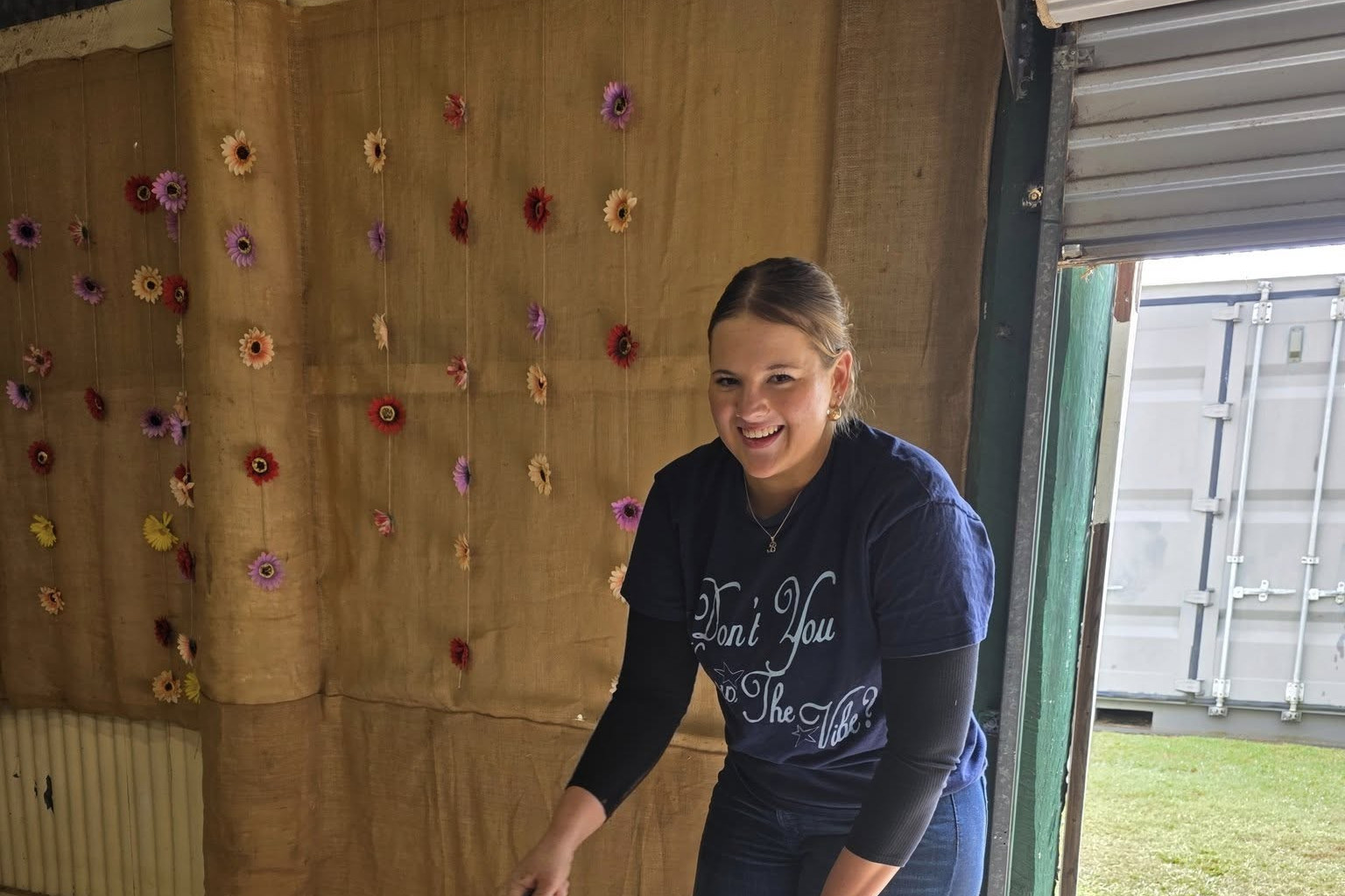 Volunteer Bronte Brannigan helping prepare for the 2025 Kilcoy Show.