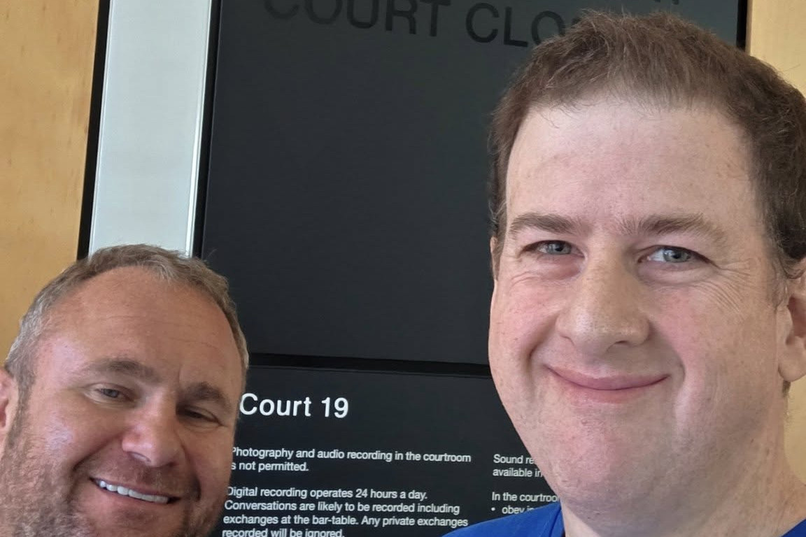 Paul Slater and Beau Haywood at the Supreme Court on August 15. Photo: Facebook.