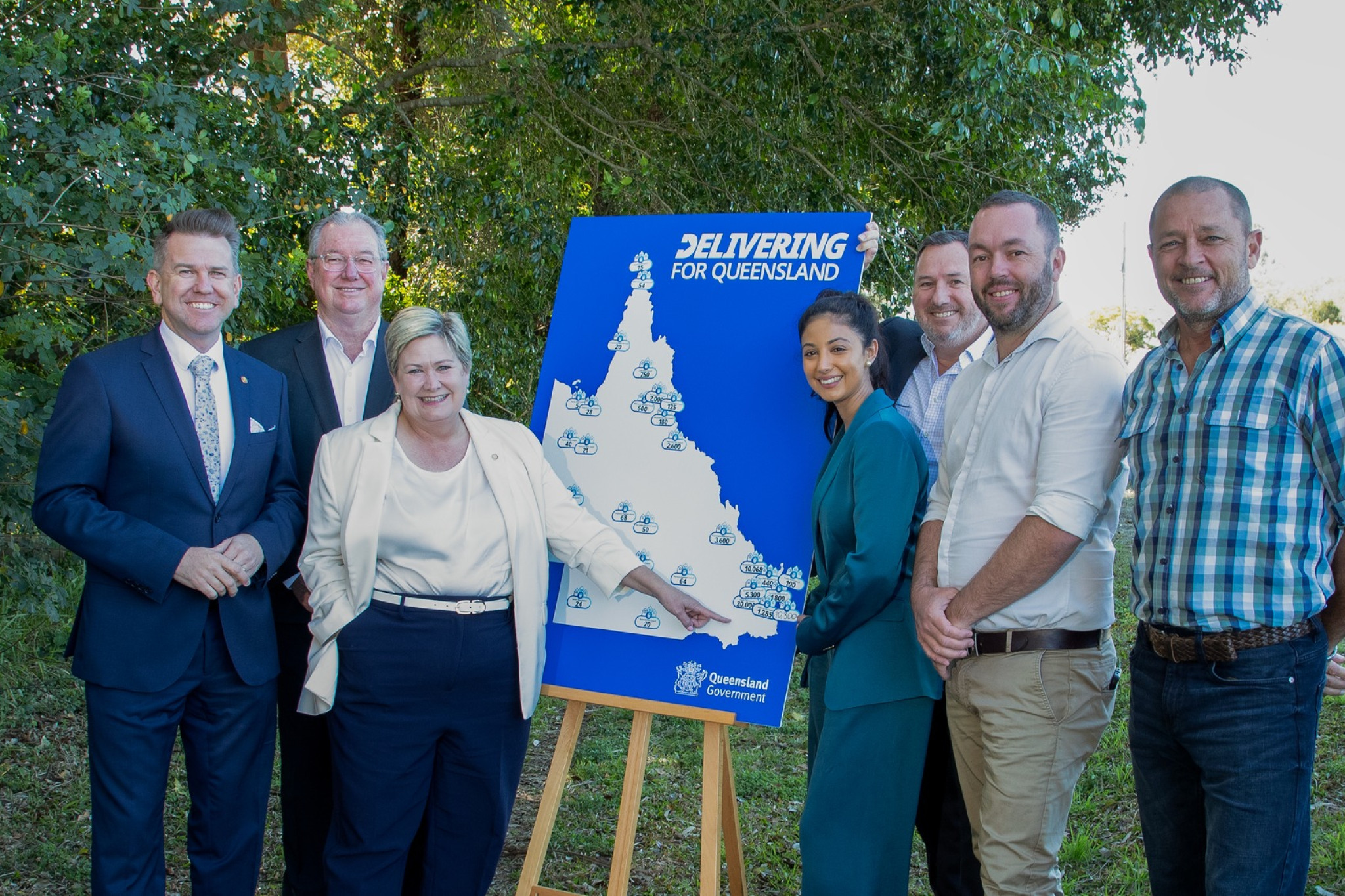 Deputy Premier Jarrod Bleijie, Moreton Bay Mayor Peter Flannery, Redcliff e MP Kerri-Anne Dooley, Pumicestone MP Ariana Doolan, Glass House MP Andrew Powell, Cr Tony Latter and Cr Adam Hain.