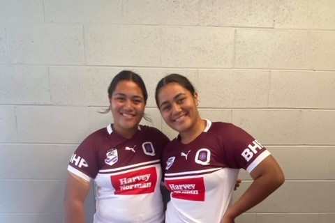 Twin sisters Tamzin and Emmogen Taumafai were part of the Queensland Sapphires rugby league squad which took out the Under 19 division in the Women’s National Championships.