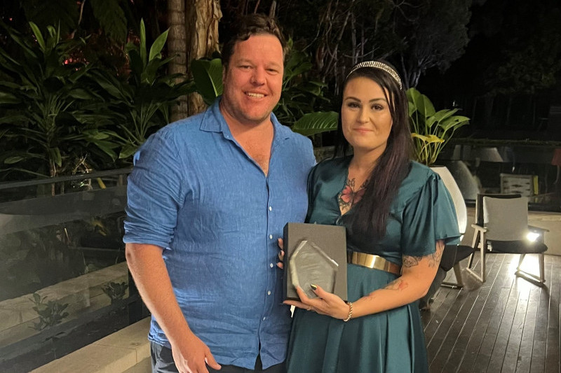 Chris Owen (owner and CEO of Pharmacy Guild of Australia) with Retail Manager of the Year, Kristy Ironside (Lowood Advantage Pharmacy).