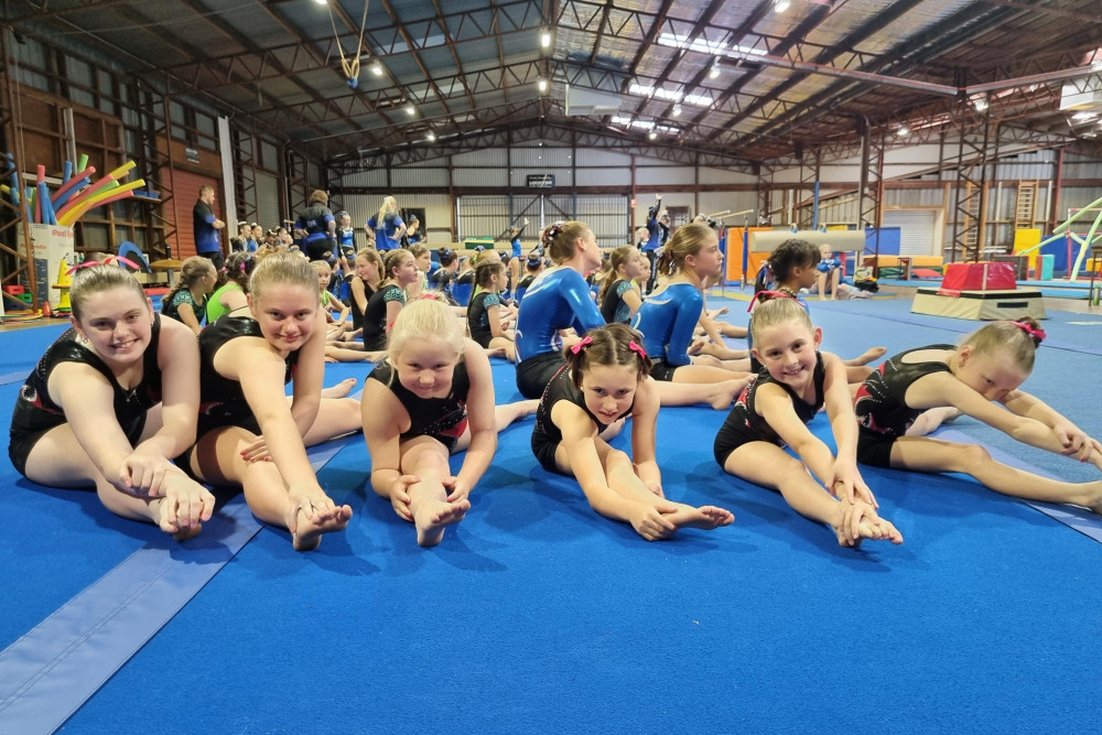 Somerset gymnasts Chloe Howell, Ruby Howell, Mackenzie Szendrey, Penelope Packenham, Abby Myler and Hope Schloss at the invitational competition in Gatton.