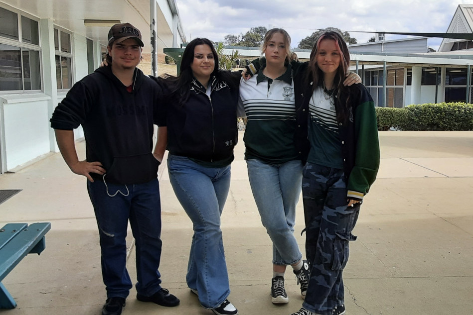 Jensen, Steph, Sharn and Giorgia dressed for the occasion as Lowood State High School participated in Jeans for Genes Day last Friday.