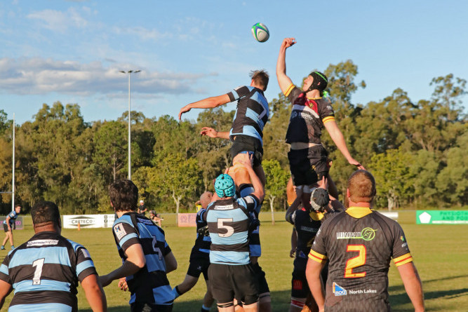 Caboolture Snakes rugby union forward Matt Connor, pictured in a line-out, will play for South Queensland in the upcoming Queensland Country Championships.