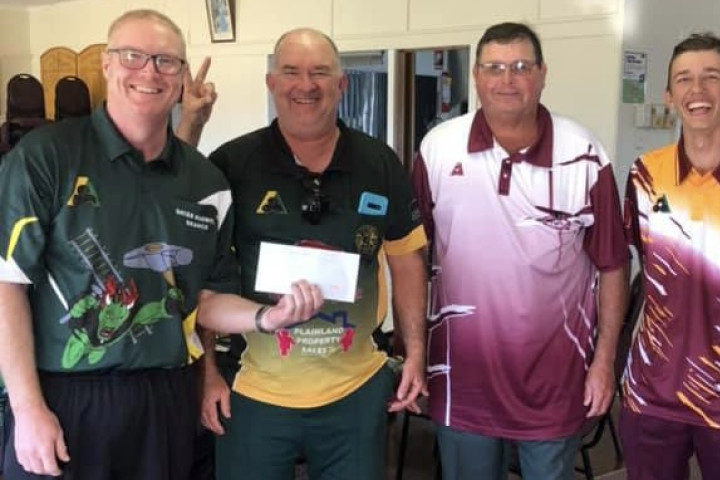 Gary, Steve, Rossco and Caleb took out first place at the Lowood bowls carnival on the weekend of June 5-6.