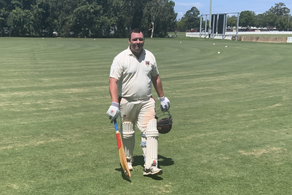 Jeremy Donahoo exits the arena after being dismissed during Caboolture’s disappointing innings in Division 5.