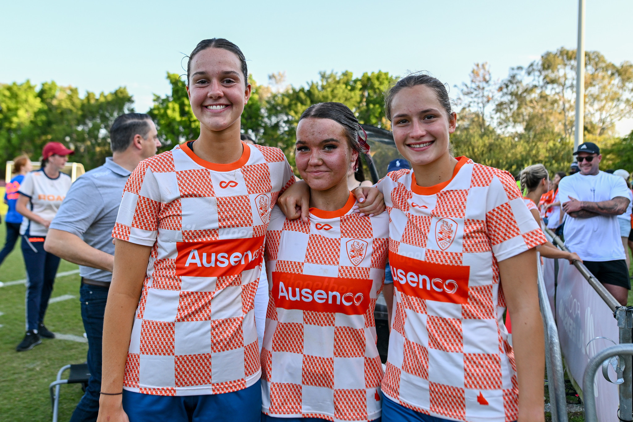 Former Caboolture FC player, Amali Kinsella (middle) in preseason for Brisbane Roar.