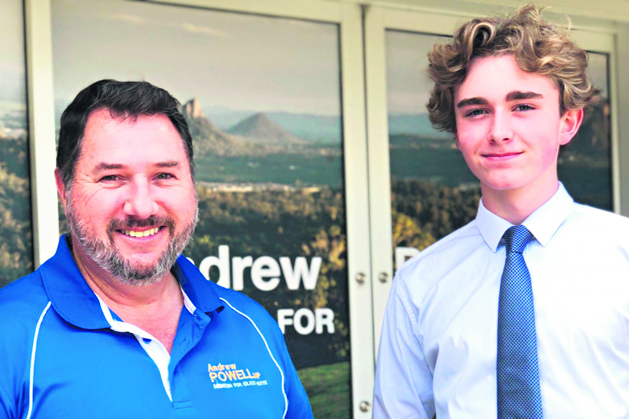 Member for Glass House Andrew Powell with Queensland Youth Parliament Member Connor Keogh