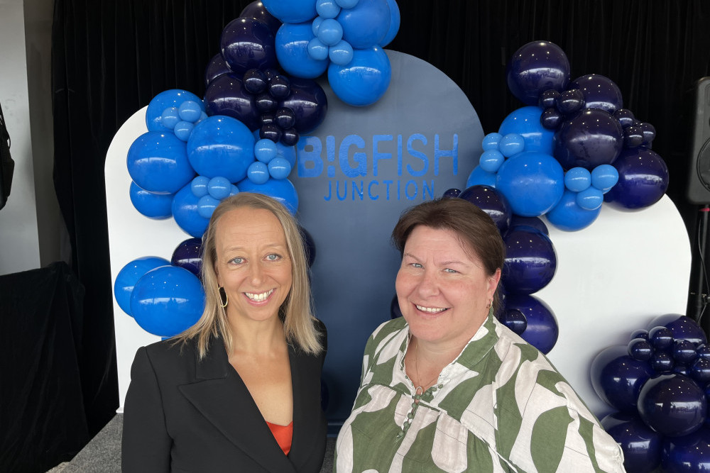 Qld State Director of Retail Sheree Griff with Head of Retail Australia/Real Estate Management Lyn Gray at the Big Fish Junction official opening on December 15.