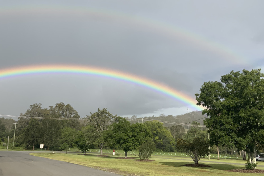 A rainbow was part of the scene in Kilcoy on Wednesday afternoon.