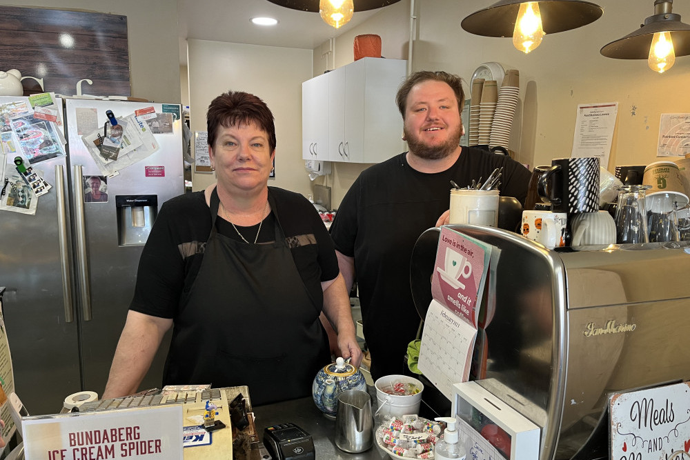 Lisa with one of three staff members Jaeden who has been working at the Café since 2019.