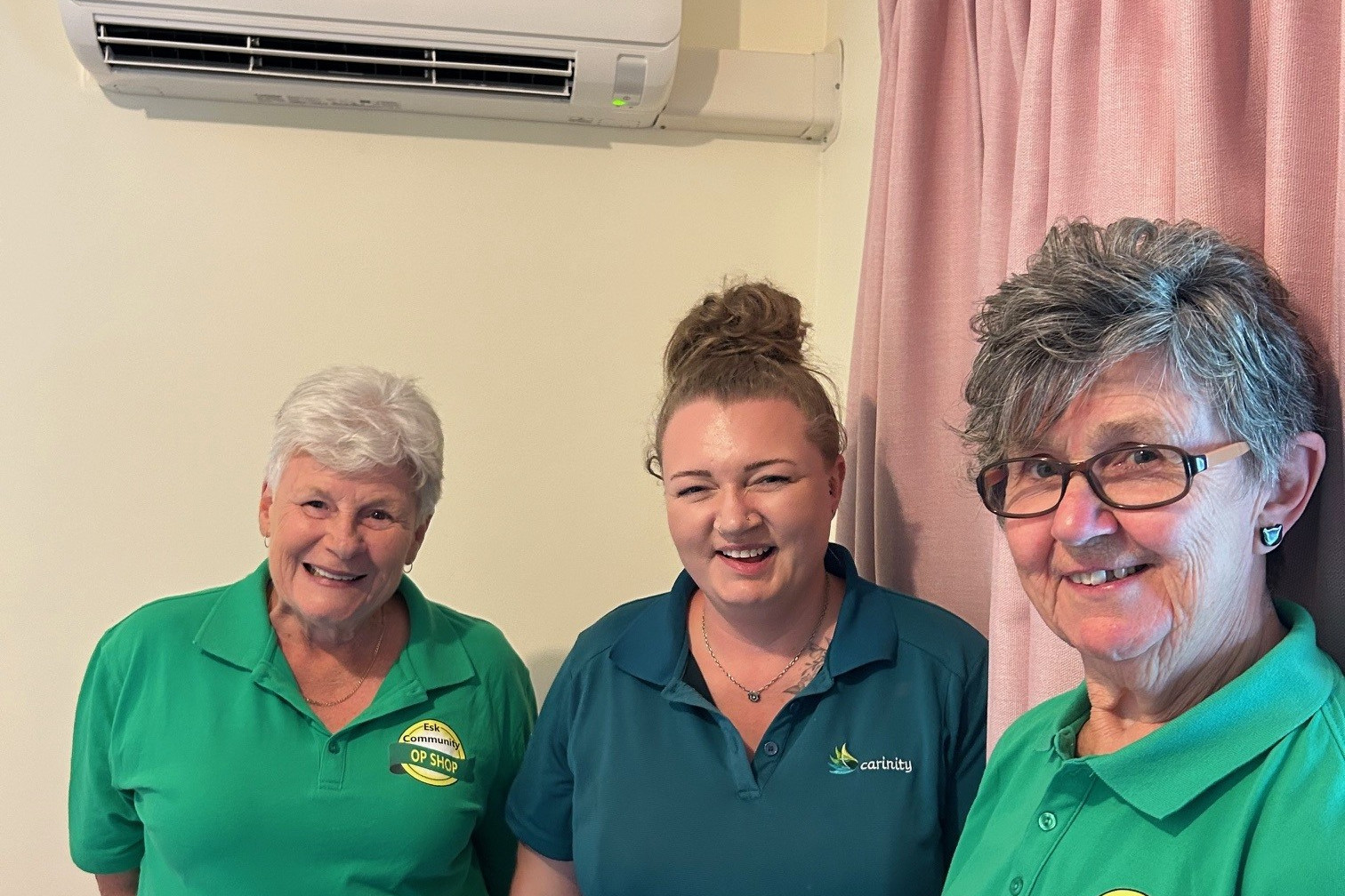 Carinity Our House staff member Pat and Ruth and Laura from Esk Community Op Shop.