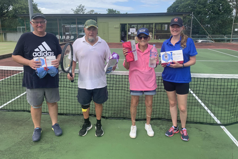 Chris Dench, Cliff Kopittke, Jenni Smith and Kylie Robinson were crowned winners of the Kilcoy Tennis Club’s summer competition.