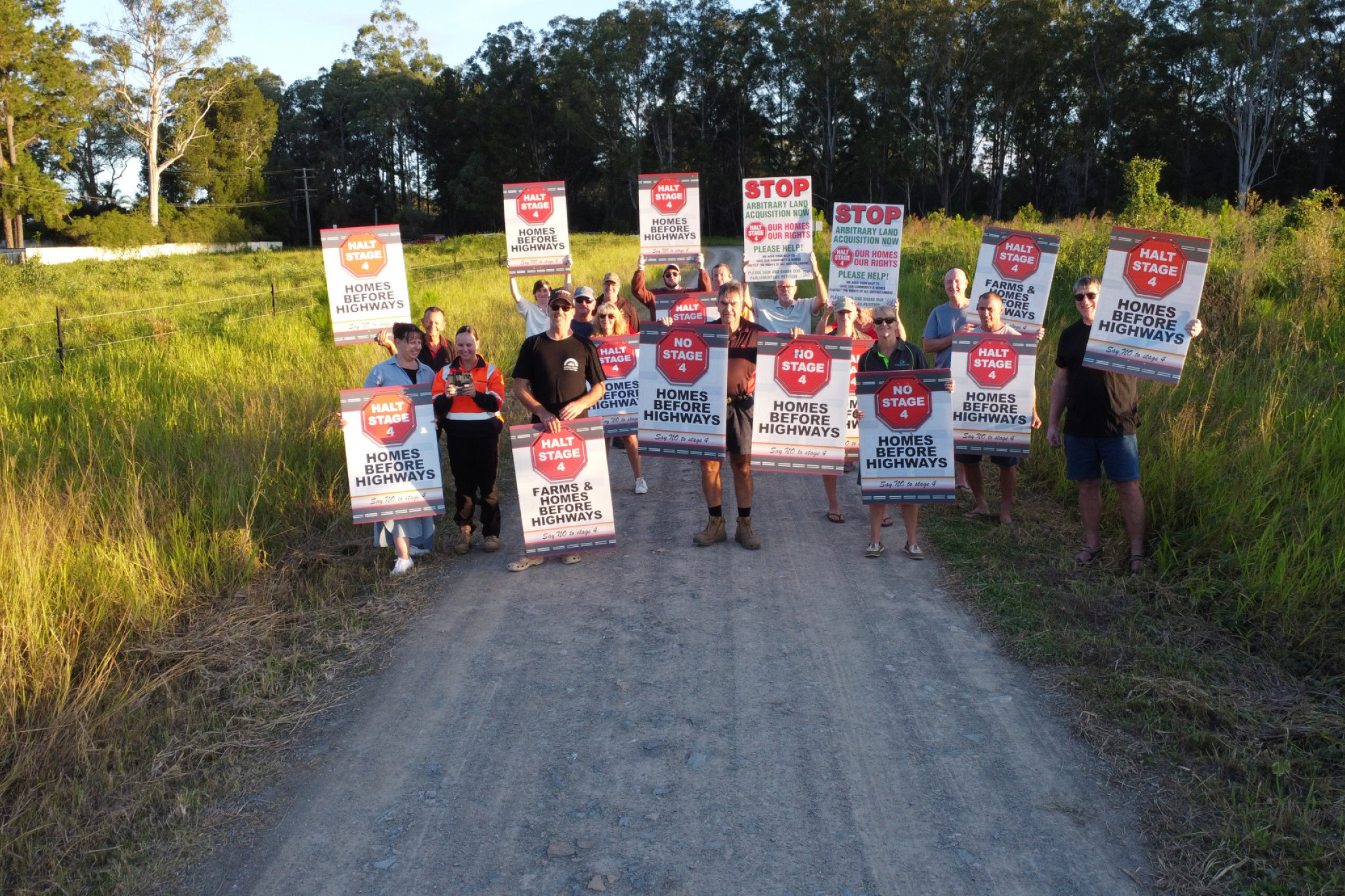 Impacted residents gathered in protest at Elimbah on May 7.