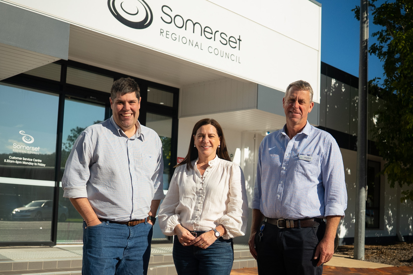 Deb Frecklington MP, Hon Brent Mickelberg MP, and Somerset Mayor Mr Jason Wendt.