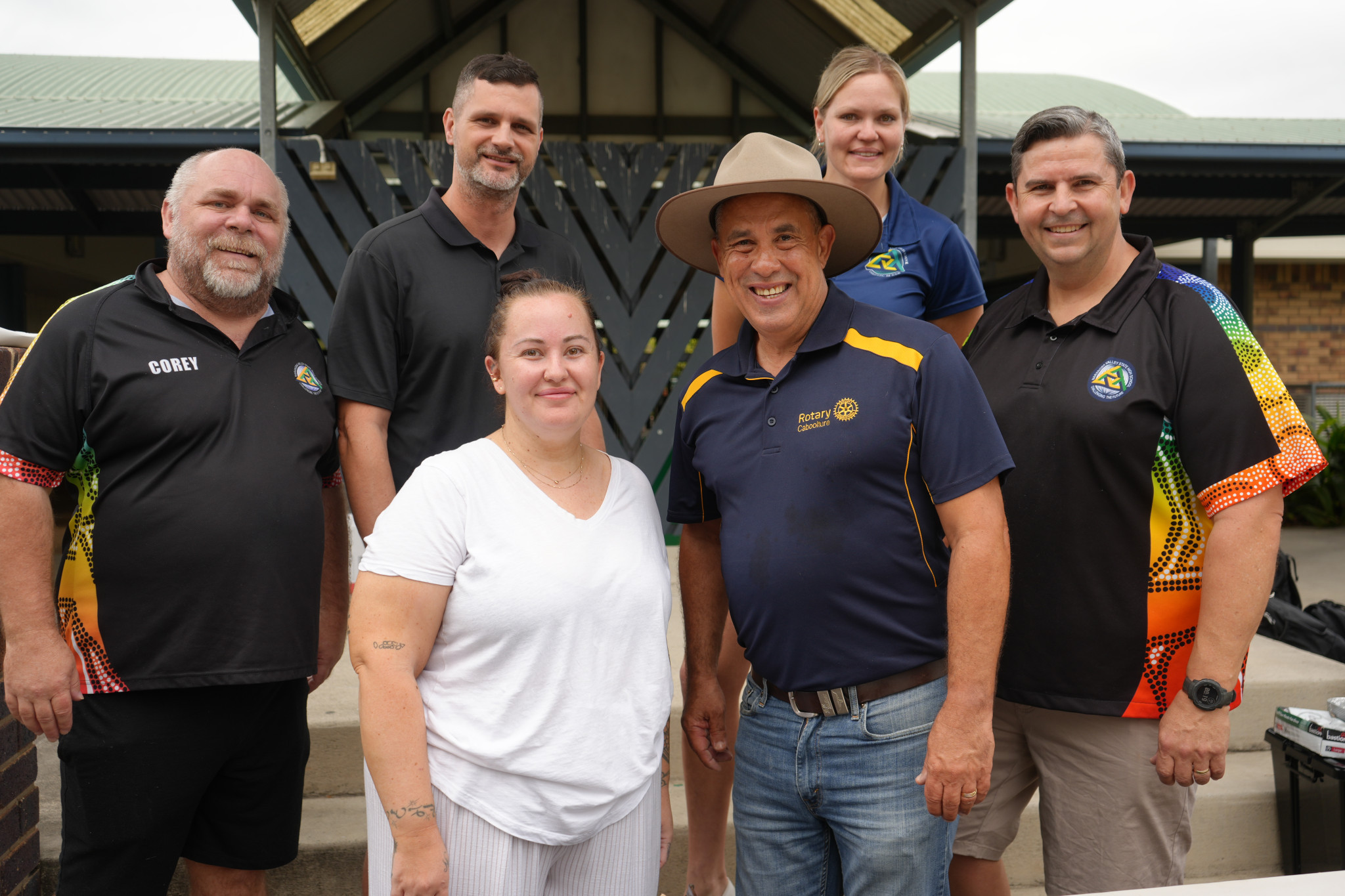 Terry Young MP with teachers at Narangba Valley High School BBQ Breakfast. Photos supplied.