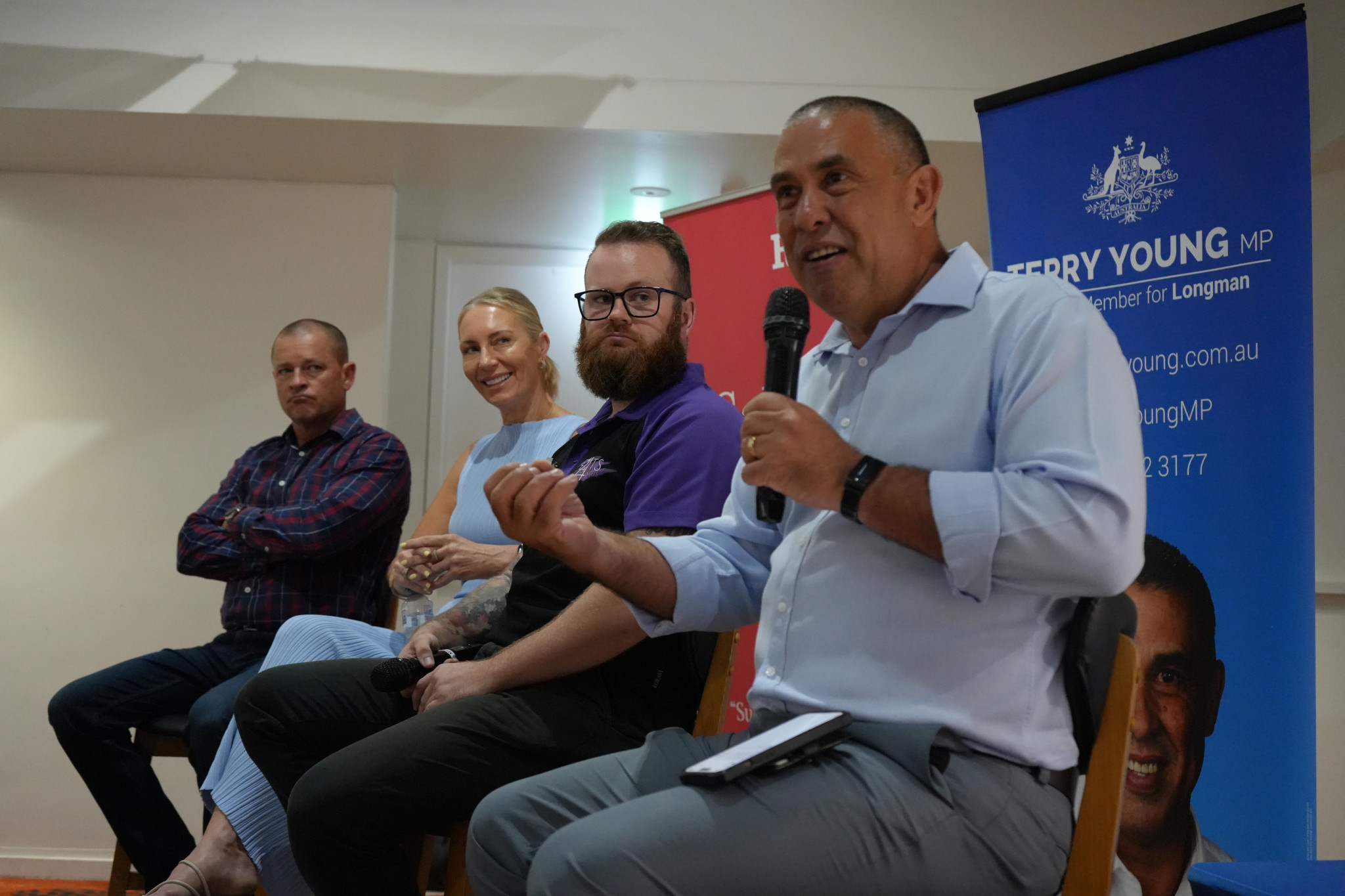 Cr Adam Hain, Karen George, Michael Cox and Terry Young MP.