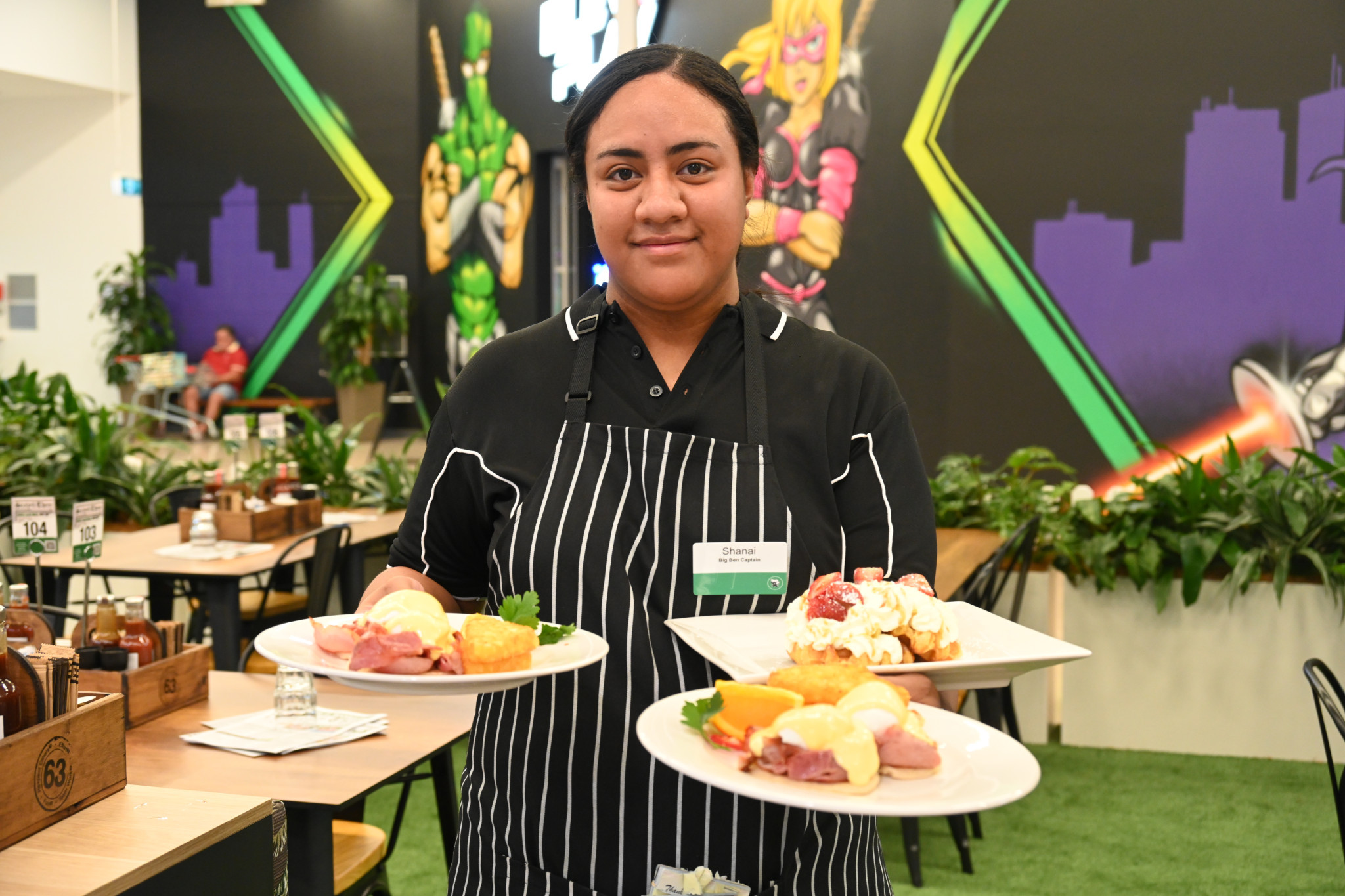 Shanai with some of Café 63’s mouth watering meals. Photo: Marina Gomide.