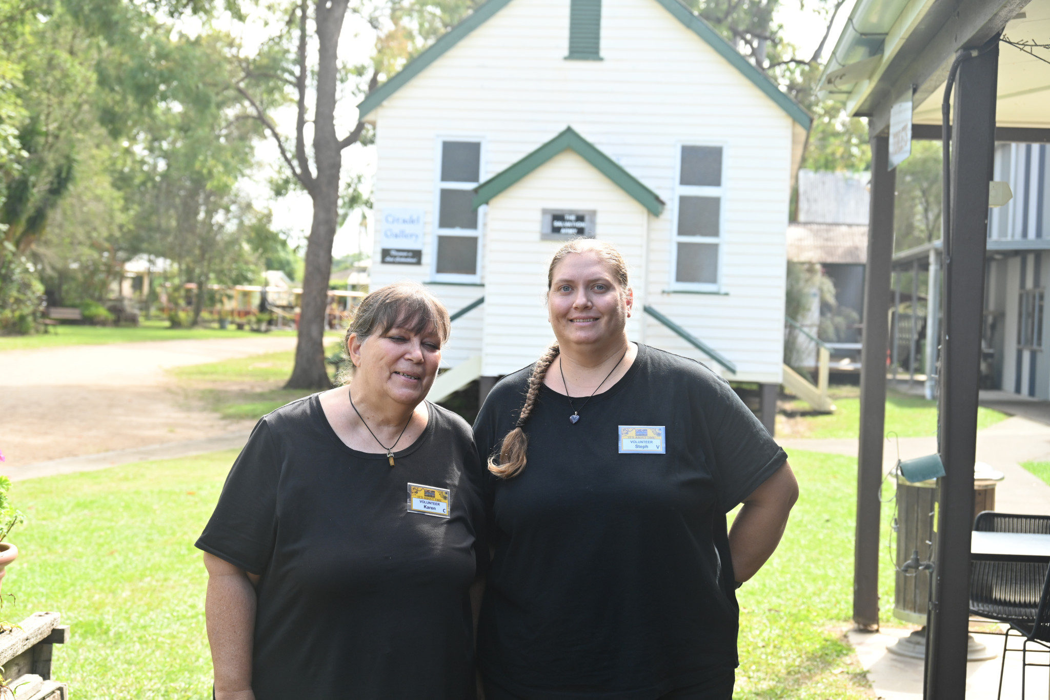 Caboolture Historical Village volunteers Karen and Steph.