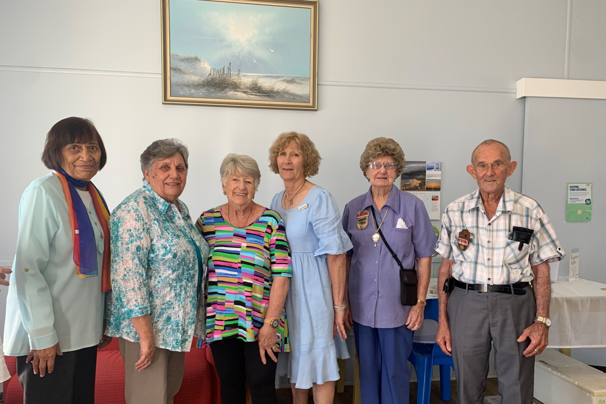 Caboolture President Bob Montgomery, Secretary Joan Gowlett, Esk Secretary/Treasurer Eungine Burkajadt, Esk President Marian Daley, Kingaroy Treasurer Lorraine Bochmann, and Kingaroy Secretary Ellen Robke.